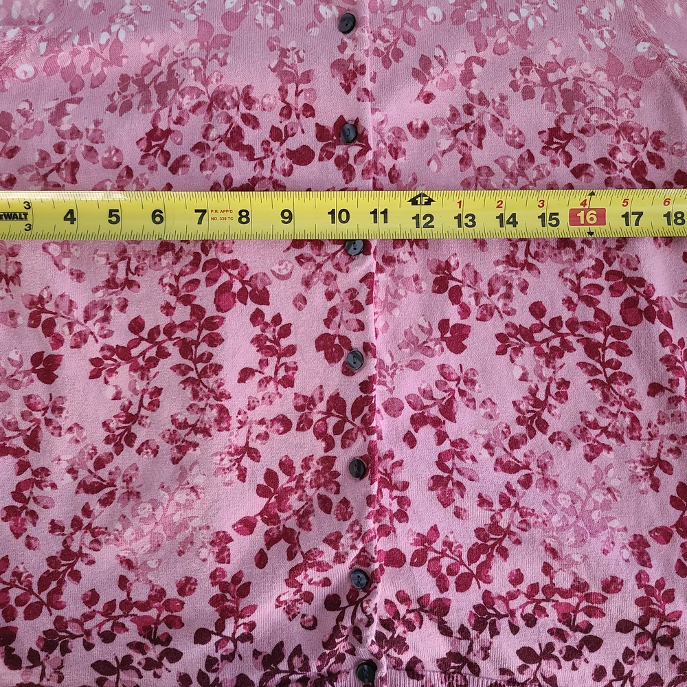 Karen Scott Pink Floral Cardigan - Picture 6 of 8